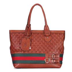 1:1 Gucci 247575 Gucci Heritage Large Tote Bags-Brown Guccissima Leather